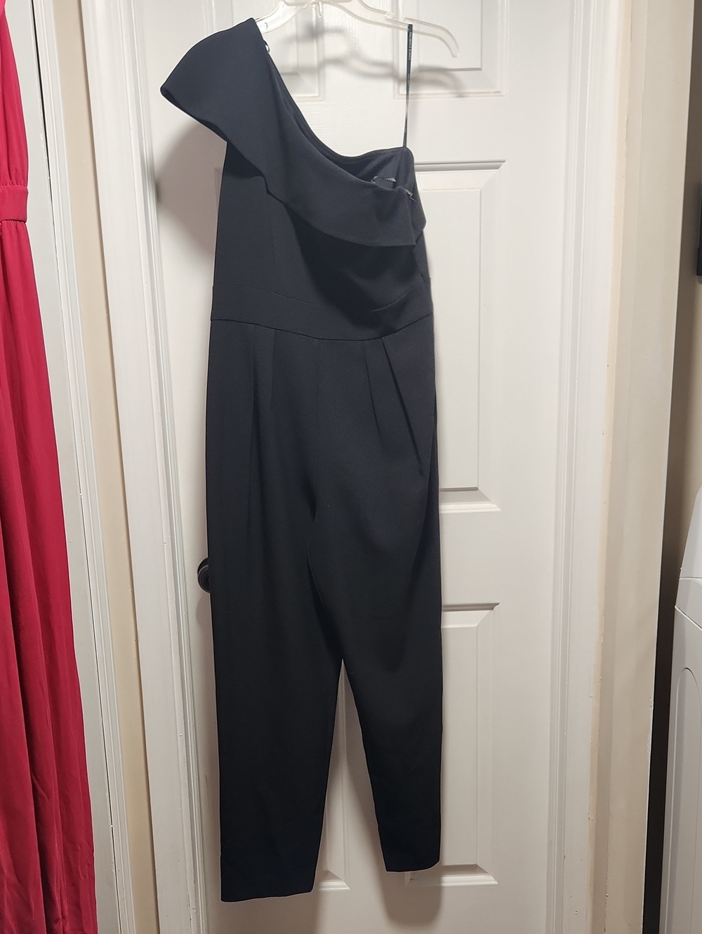Vince Camuto One-Shoulder Black Jumpsuit with Ruffle
